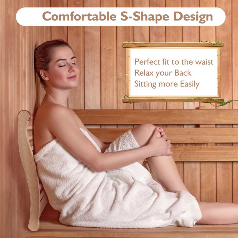 Wooden Wave-shaped Sauna Room S-shaped Wooden Backrest
