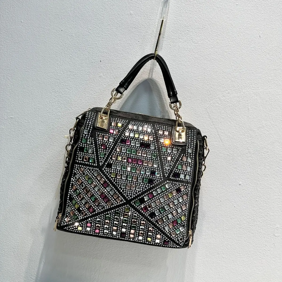 Fashionable Knitted Rhinestone-Embellished Large-Capacity Commuter Shoulder Bag