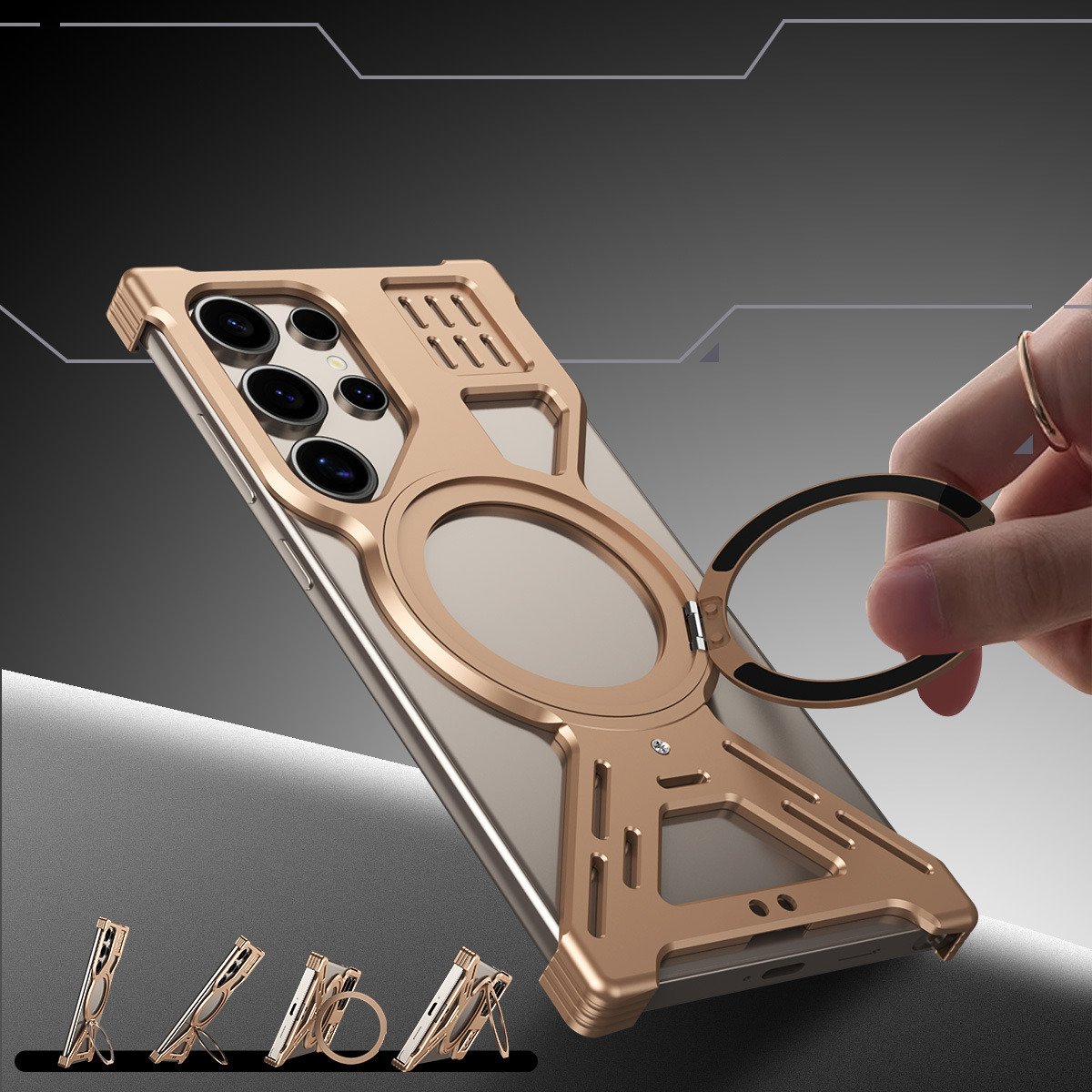 Rotating-stand Heat-dissipating Metal Drop-proof Phone Case 5