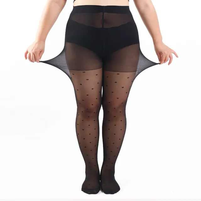 Plus Size Polka Dot Romper Stockings Black - Shop at LoveMi