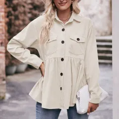 Women's Autumn And Winter Leisure Corduroy Shirt - Beige - View 1