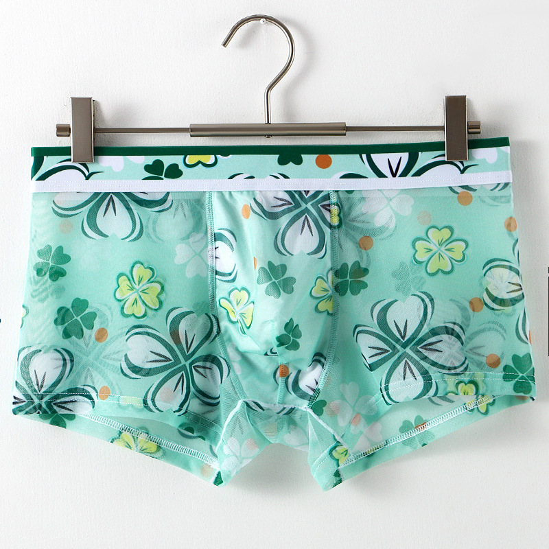 Men's Transparent Mesh Floral Print Breathable Underwear