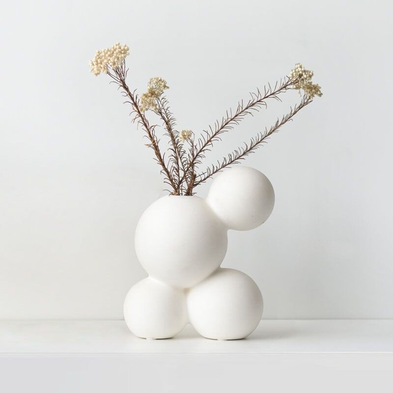 Modern Wabi-Sabi Ceramic White Art Vase Creative Decorative Piece
