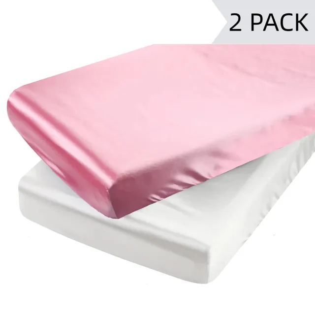 Baby's Smooth Breathable Silk Fitted Sheet Dark Pink Ivory White - Shop at LoveMi