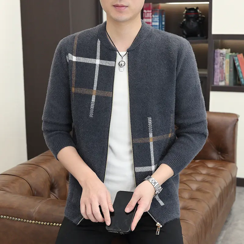 Mens Sweater-Like Casual Jacket In Mink Velvet