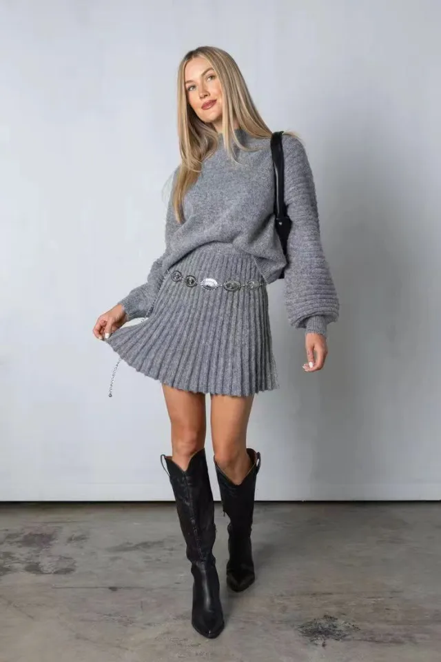Autumn And Winter New Girls' Sweater Suit Light Gray - Shop at LoveMi