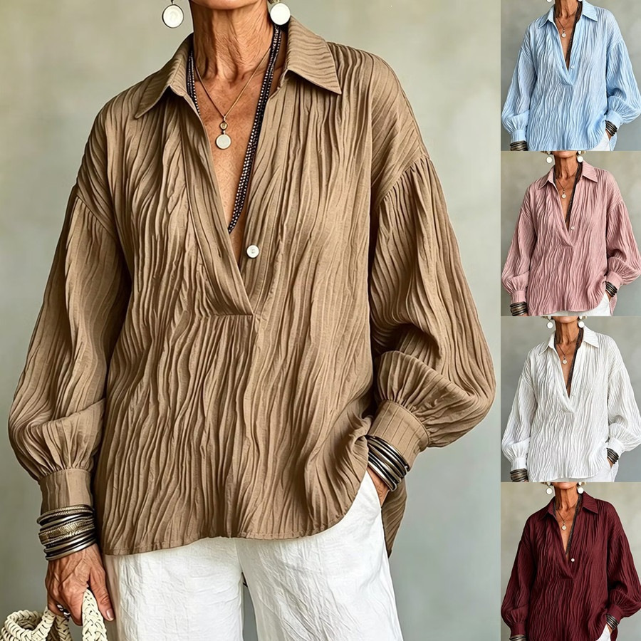 Women's V-neck Long Sleeve Shirt