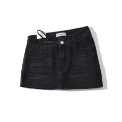 Irregular Fashion Denim Skirt For Women - Black - View 1