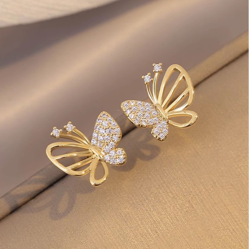 Women's Butterfly Micro Zircon-encrusted Stud Earrings