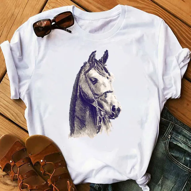 New Artistic Horse Women's Printed Wear Short sleeved T shirt A0329 1 - Shop at LoveMi