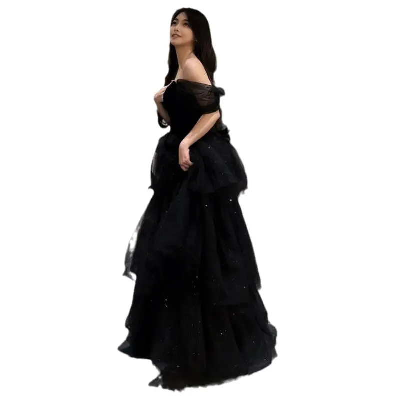Black Evening Dress Light Luxury Minority French