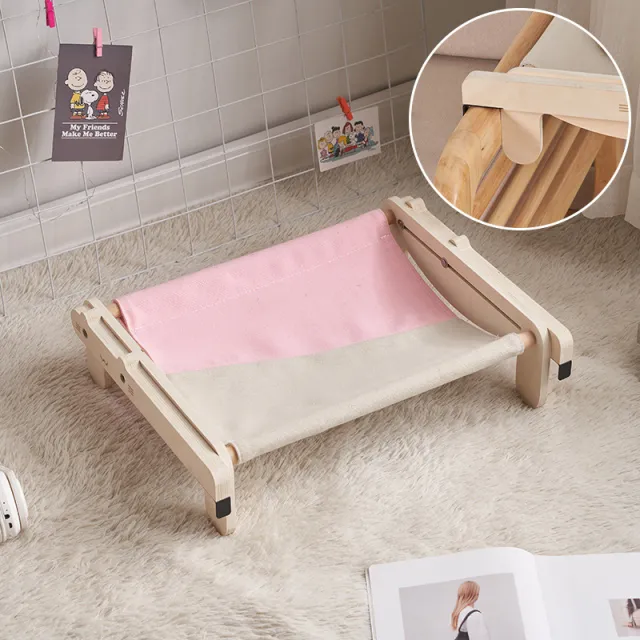 Solid Wood Pet Bed Dog Bed Four Seasons Universal Floor Wooden Removable And Washable Gray Pink - Shop at LoveMi