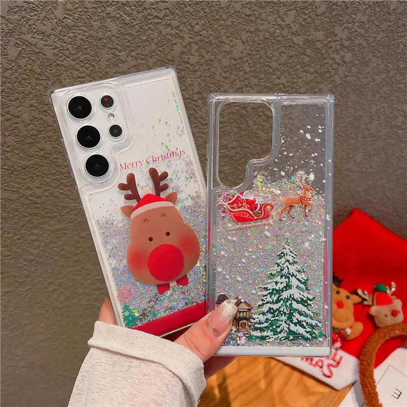 6 Christmas Quicksand Suitable For Phone Case Cartoon Soft Edge