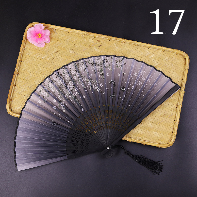 Archaic Folding Fan Summer Portable Chinese Style Dance Female Fan Bamboo Raw Silk Fan Japanese Style Fan