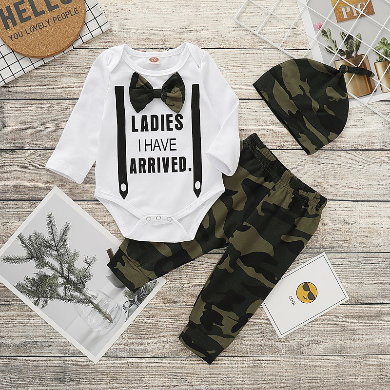 Men's And Women's Fake Bow Tie Camouflage Two-piece