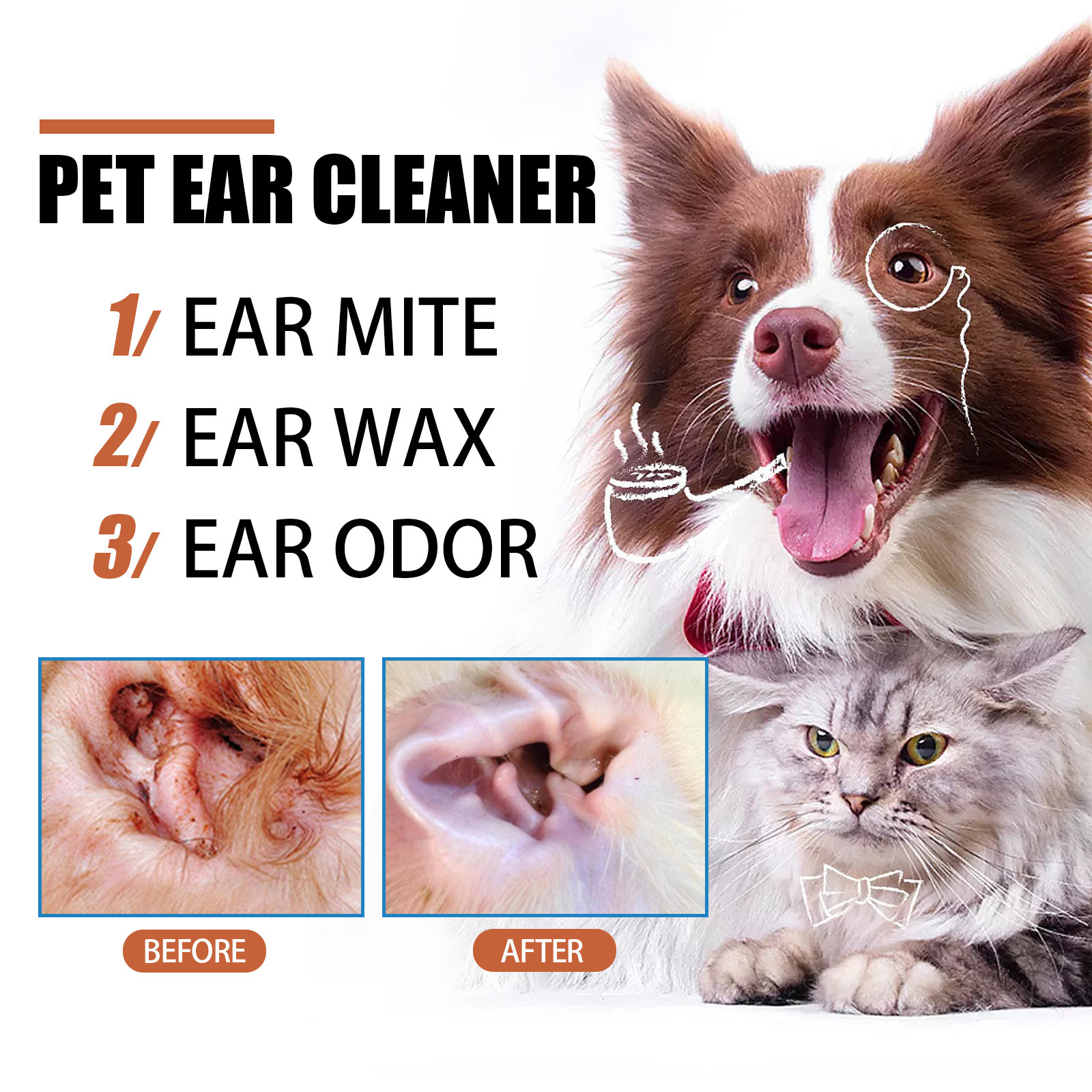 Ear Discomfort Relief Ear Mite And Earwax Cleaner With Deodorizing Drops