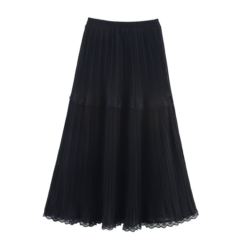 Chiffon Lace Pleated Temperament Skirt
