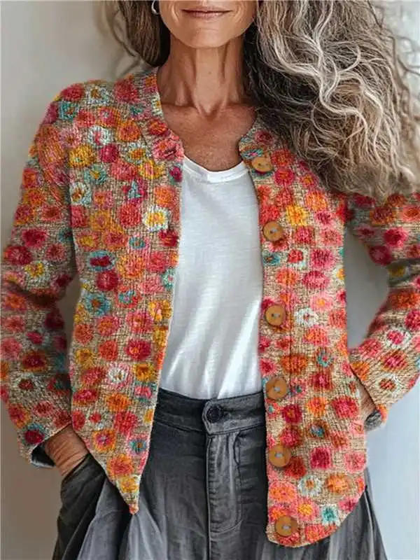 New Women's Autumn And Winter Style Loose 3D Printed Knitted Cardigan Sweater 14 Style S - Shop at LoveMi