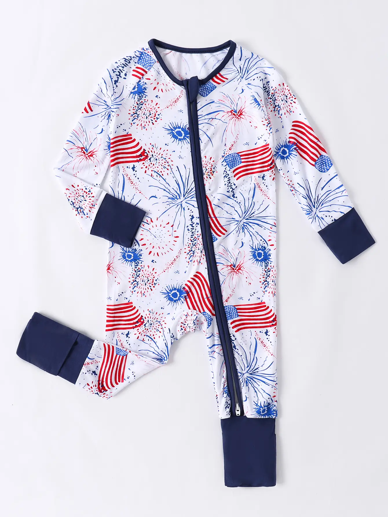Super Soft Bamboo Fiber Cartoon Retro Car Long Sleeve Double-headed Zipper Baby Romper With Booties