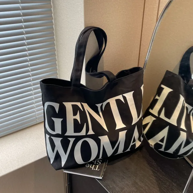 Letter Printing Simple Portable Shoulder Bag Black - Shop at LoveMi