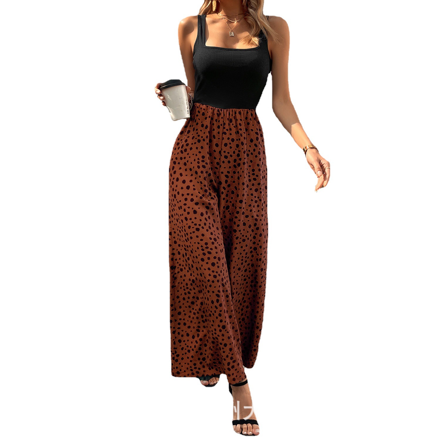 Women's Long Waist Slimming Printed Vest Jumpsuit - Image 5