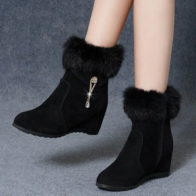 Height Increasing Insole Snow Boots For Women Black - Shop at LoveMi