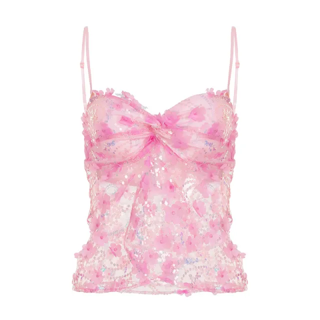 Summer New Dopamine Personality Mesh Sequin Sling Pink - Shop at LoveMi