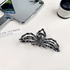 Metal Spider Large Shark Clip Fashion Ponytail Hair Claw - Black - View 1