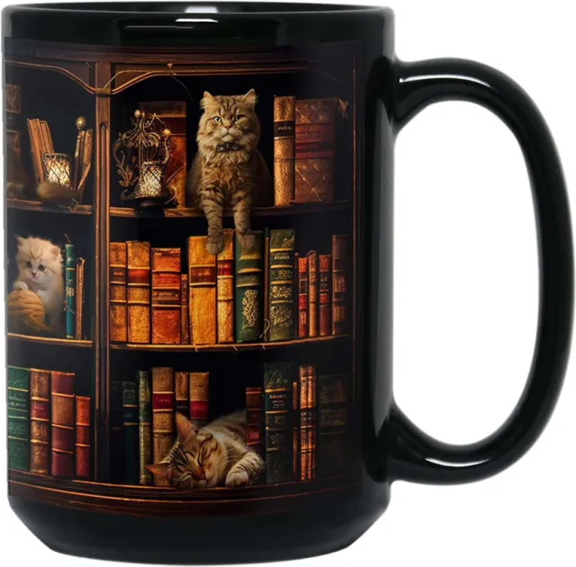 Bookshelf Library Book Fan Large Capacity Ceramic Coffee Mug D8 - Shop at LoveMi