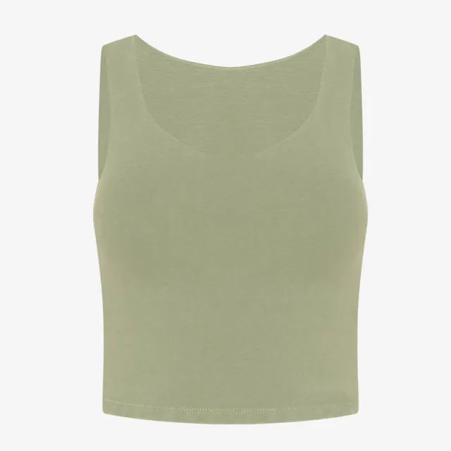 New Summer Yoga Vest Sleeveless Sports Workout Clothes With Chest Pad V neck Slimming Simple Avocado Green - Shop at LoveMi