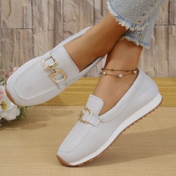 Women's Solid Color Flat Sneakers - Casual Lightweight Walking Shoes For Daily Wear And Comfortable All-match Style