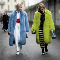 Autumn And Winter Thickening Imitation Fur Lapel Wool Coat Women - Fluorescent Green - View 1