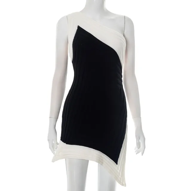 Waist tight Slit Skirt Irregular Dress Women Black - Shop at LoveMi