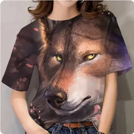 Women's T shirt 3d Animal Print Short Sleeve Wolf Top Ty6252 - Shop at LoveMi