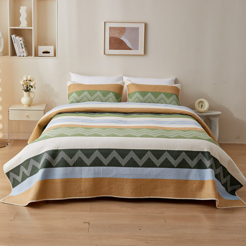 Cotton Printed Bed Sheet Summer Pure Cotton Breathable Three-piece Set