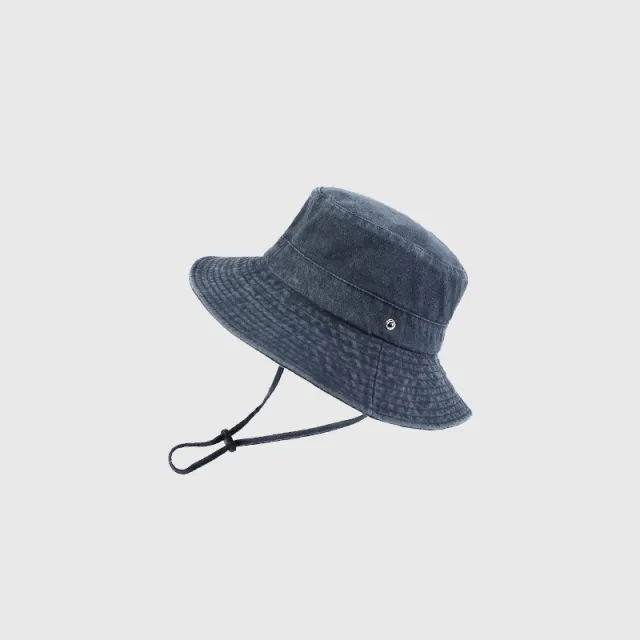 Sun Protection Comfortable Breathable Bucket Hat Washed Solid Color Navy Blue - Shop at LoveMi