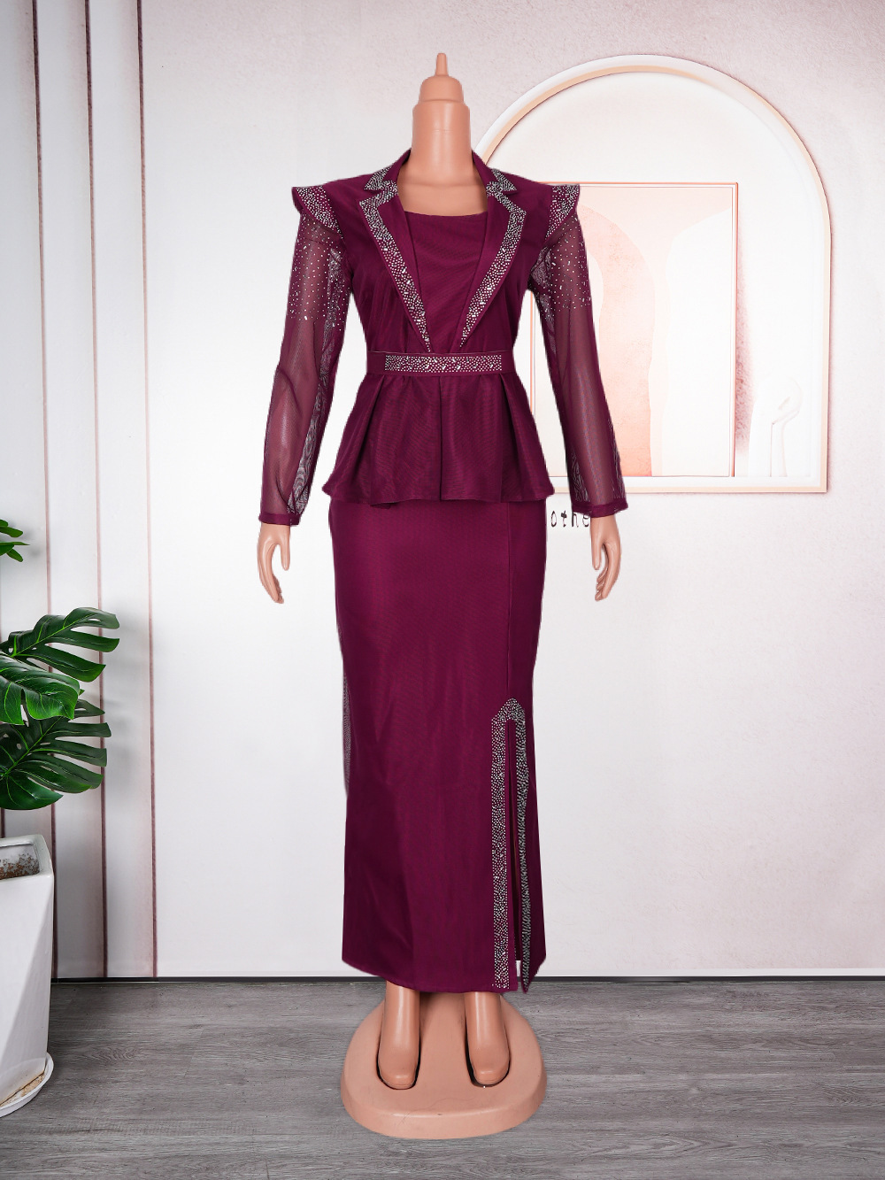 Women's Temperament Commute Business Two-piece Set Hip Skirt Dress