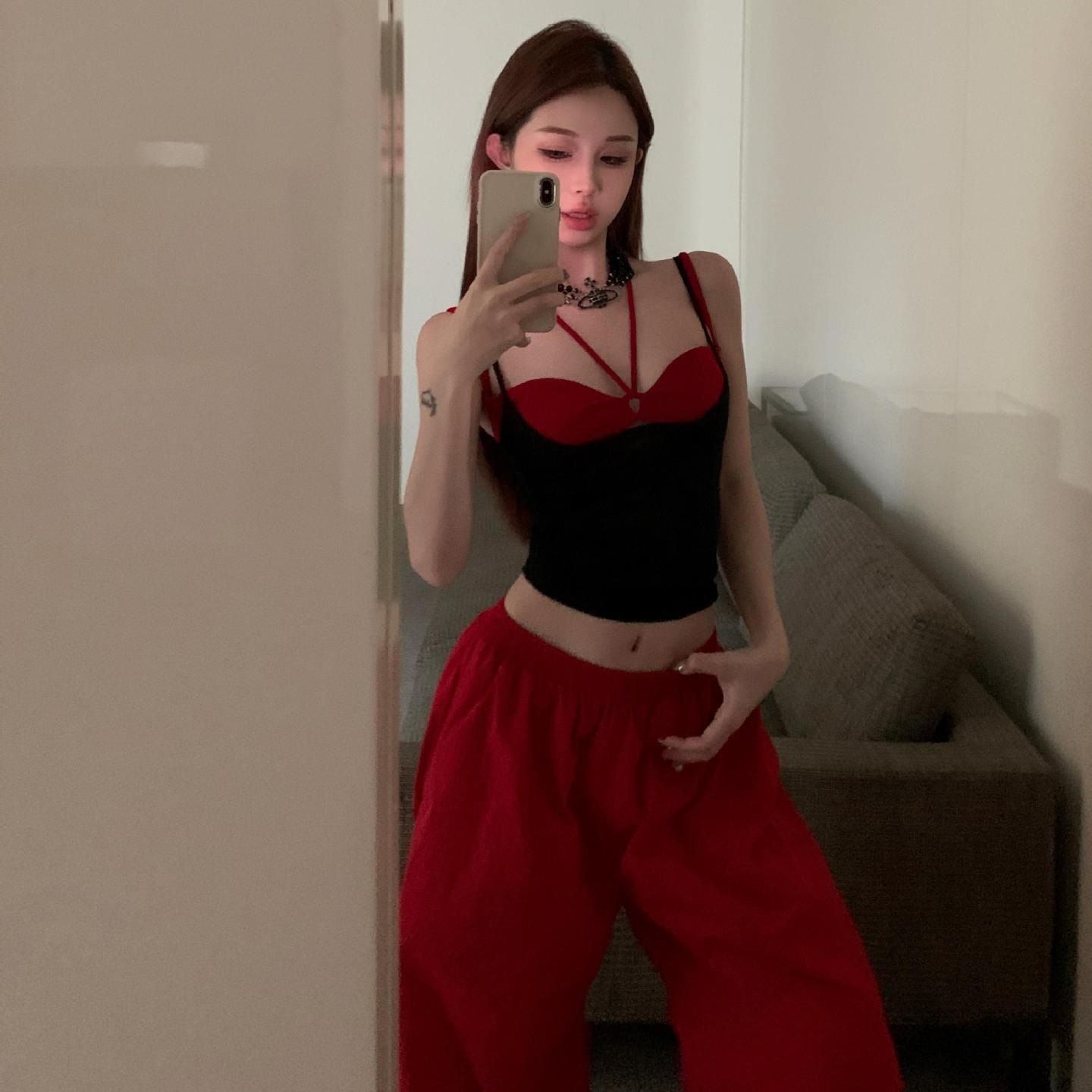 Women's Tube Top Halterneck Vest Bandage Dress Sling Workwear Casual Pants Three-piece Set