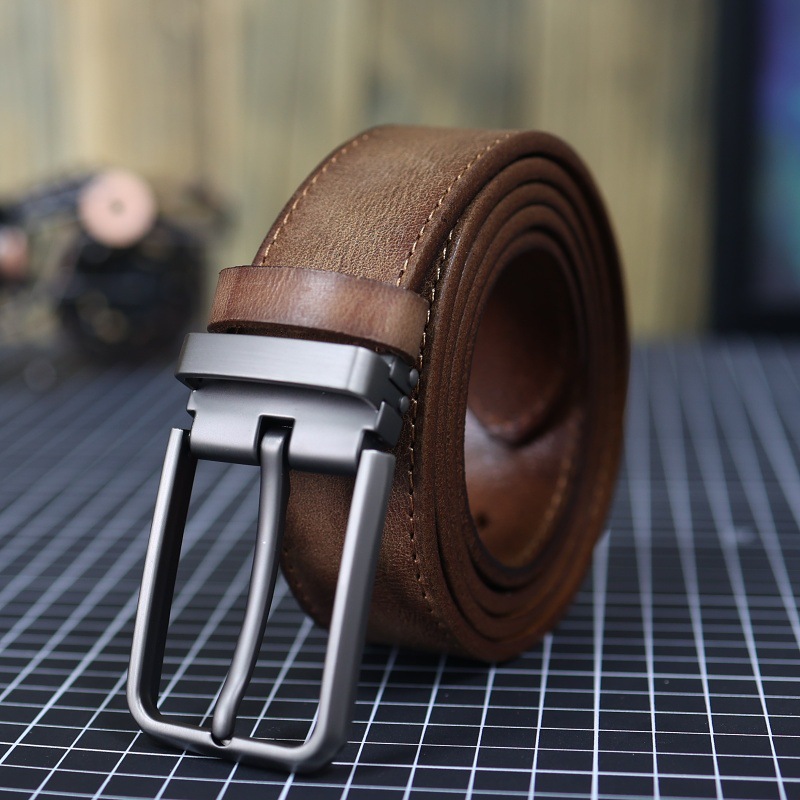 Men's Vintage Genuine Leather Belt With Pin Buckle 11 05cb15e7 863a 43a6 8d95 6f6bd9648290