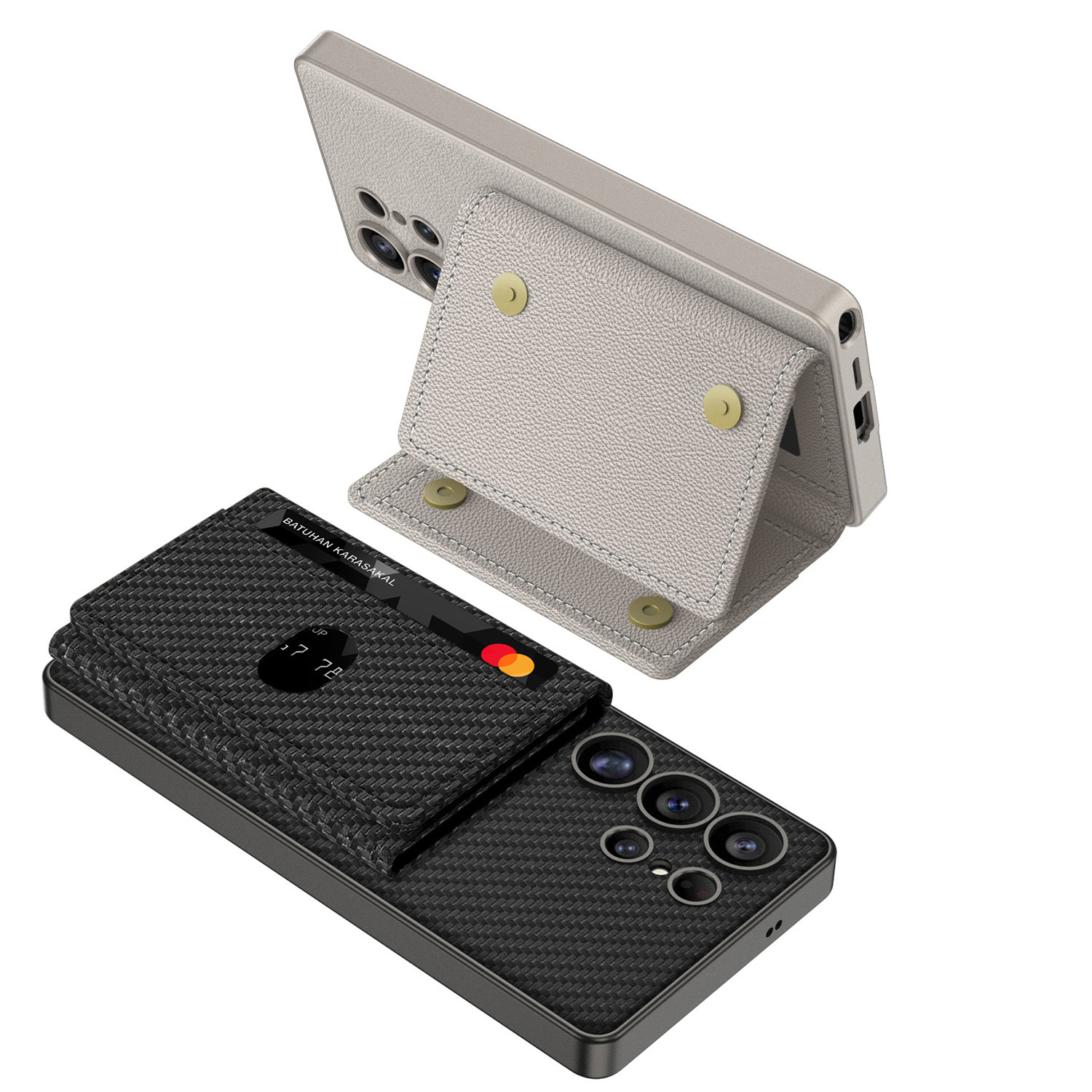 Built-in Wireless Charger Phone Case Magnetic Split Wallet Case With Stand - Image 4