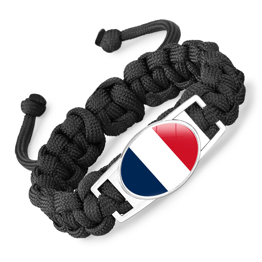 Flag-pattern Woven Adjustable Paracord Bracelet