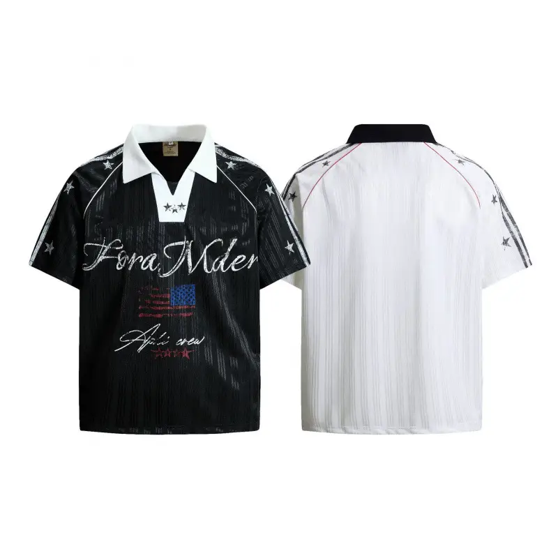 Men's Short-Sleeve Polo-Style T-Shirt with Graphic Print