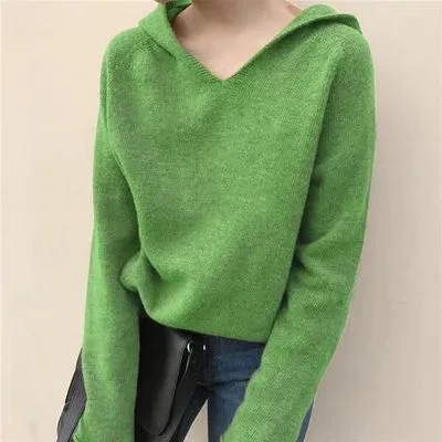 Autumn New Women's Loose Long Sleeve Solid Color Hoodie Jacket Green - Shop at LoveMi