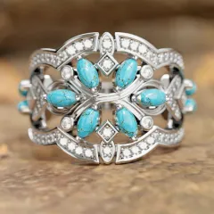 Japanese And Korean Ethnic Style Exotic Ring - White Gold Color - View 1