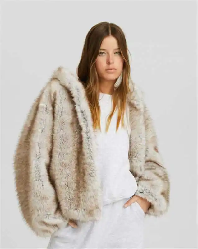 European And American Warm Artificial Fur Coat Apricot - Shop at LoveMi