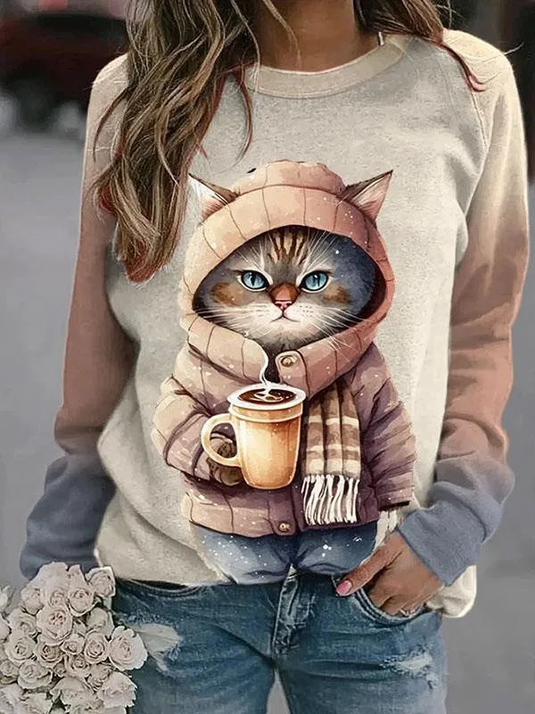 Fashion Digital Casual Loose Women's Sweater Black Line C136 - Shop at LoveMi