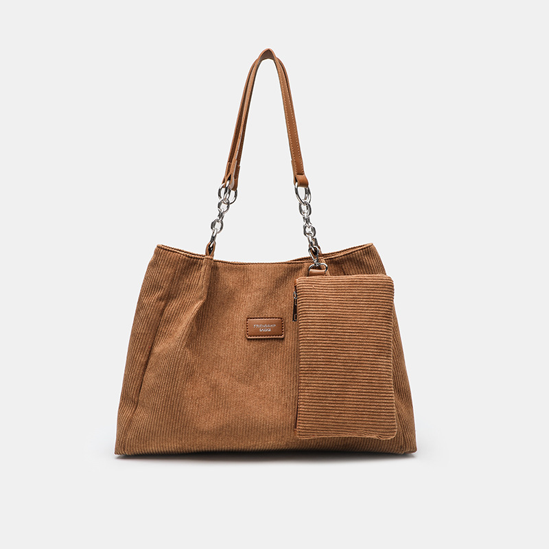 Fashionable High-Capacity Corduroy Commuter Tote Bag