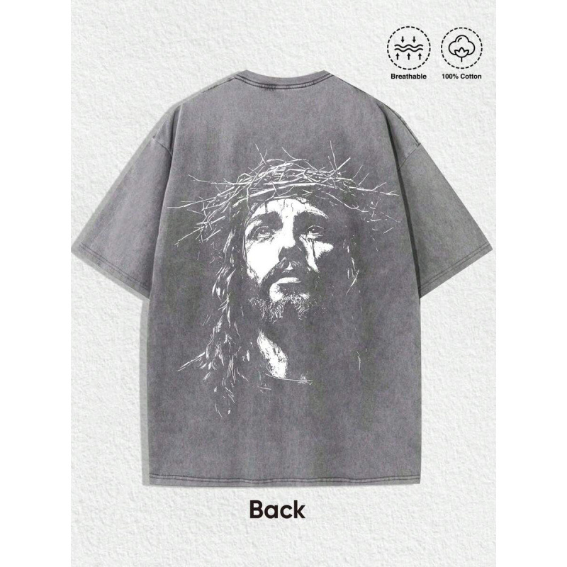 1 PC Religious With Crown Of Thorns Graphic Tee Featuring