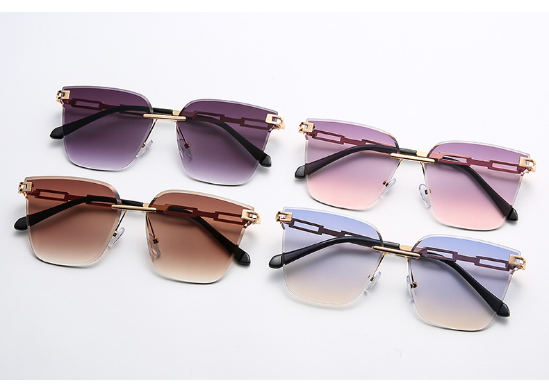 Frameless Trimming Sunglasses Metal Hollow Gradient Color Sunglasses - Image 18