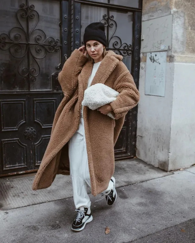Teddy Bear Coat Lamb Fur Warm Thickened Plush Mid length Environmental Protection Coat For Women Yellow Brown - Shop at LoveMi